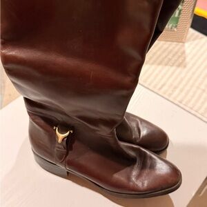 Etienne Aigner Brown Leather Derby Boots with Brass Logo 8.5